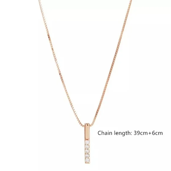 New Simple Silver Diamond Strip Necklace - Picture 3 of 3